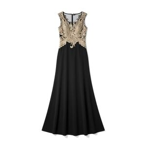Black & Gold Lace | Formal Evening Gown | Elegant Wedding Guest |   Prom Gown |